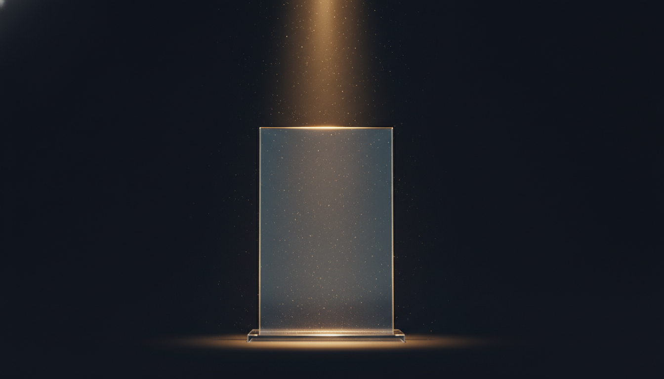 A blank, unbranded software panel glowing on a pedestal, ready to be relabeled